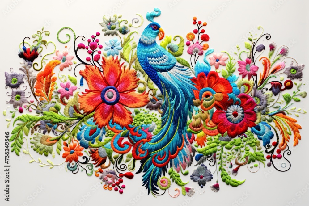 Peacock embroidery on cloth Peacock embroidery on cloth