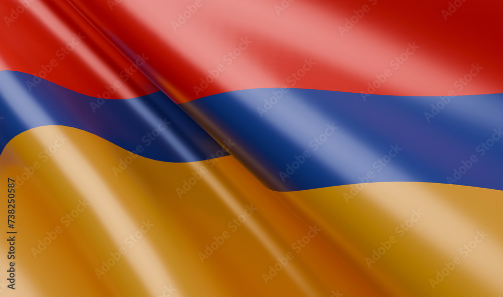 Fototapeta premium Waving Armenia Flag Satin Fabric - 3D Illustration Render