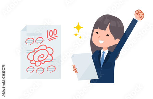 テストの成績が良かった女子学生