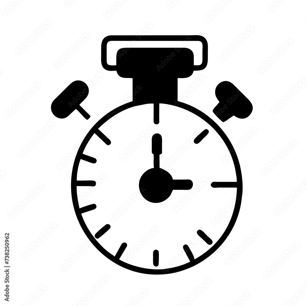Stopwatch and timer icon, representing precision and efficiency, ideal for time-tracking applications and interfaces..