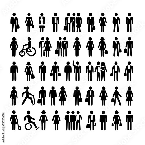 people icons set vector icons