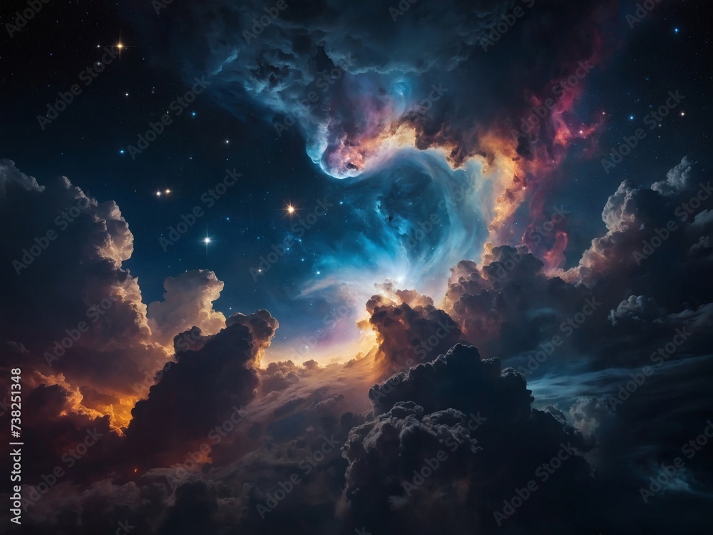 Cosmic clouds and stars creating a captivating astronomy wallpaper.