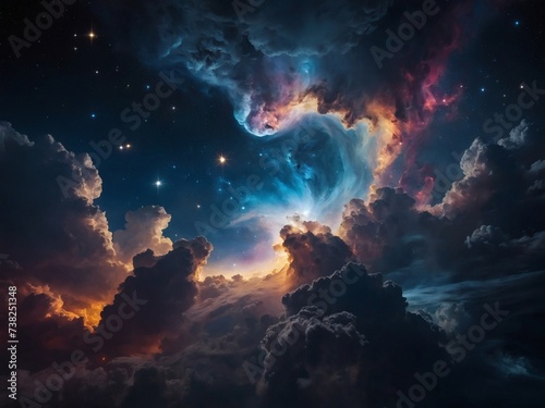 Cosmic clouds and stars creating a captivating astronomy wallpaper.