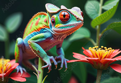 Chameleon perched on a branch