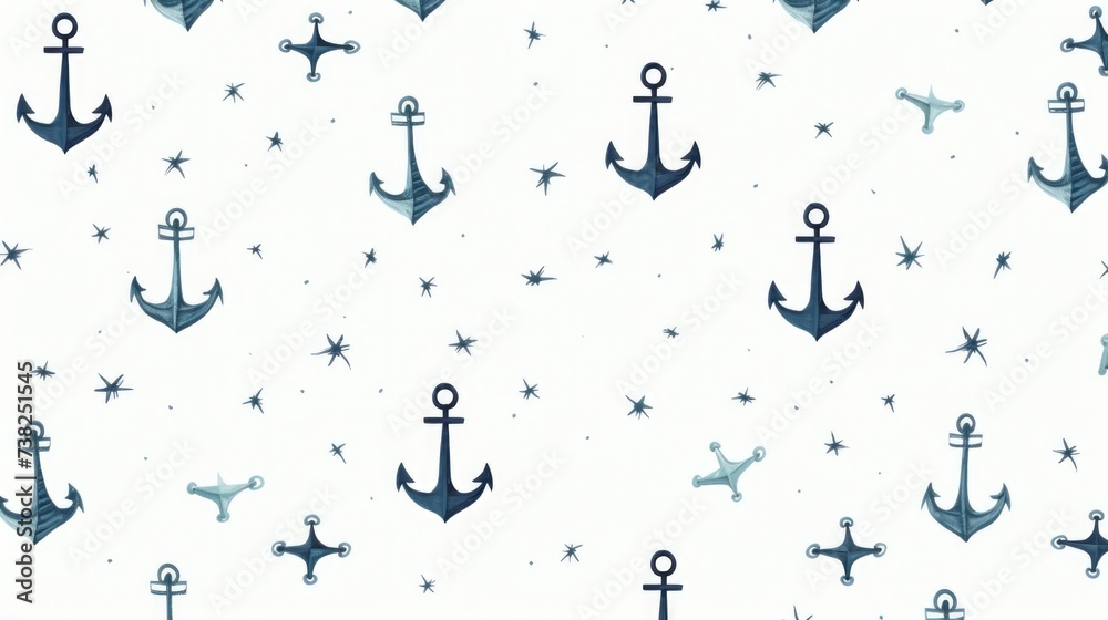 Background with minimalist illustrations of anchors in White color