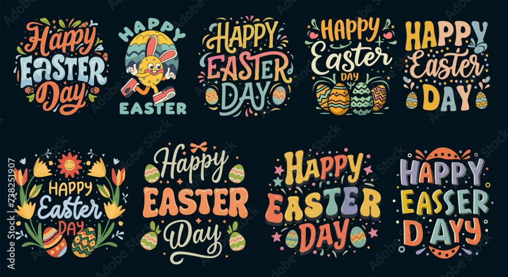 Easter T shirt design Bundle Easter day, Happy Easter day Typography Bunny T shirt design