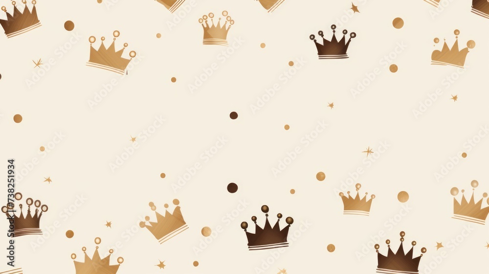 Background with minimalist illustrations of crowns in Brunette color Background with minimalist illustrations of crowns in Brunette color
