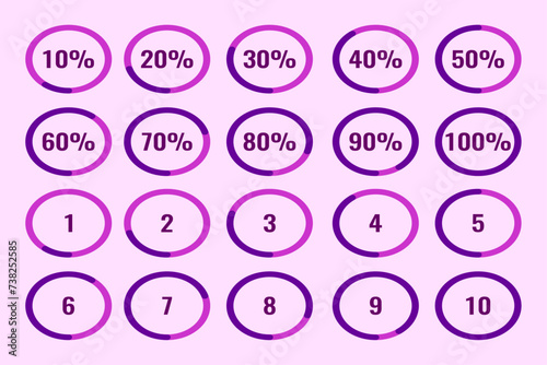Loading icon with percentage. Loading Or Percentage Icons. Indicator for loading progress. Loading of vector illustration material. loading icon vector template trendy.

