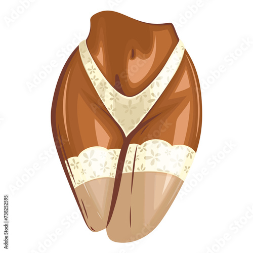 Sexy woman body wearing bikini and lace stockings front view. Women's sexy underwear. HAND DRAWN vector. Stockings and bikinis on athletic body. Lingerie Model Close up sexy female ass in bikini
