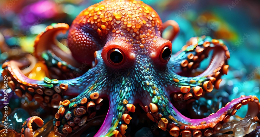 Abstract fantastic colorful octopus for elegant artwork