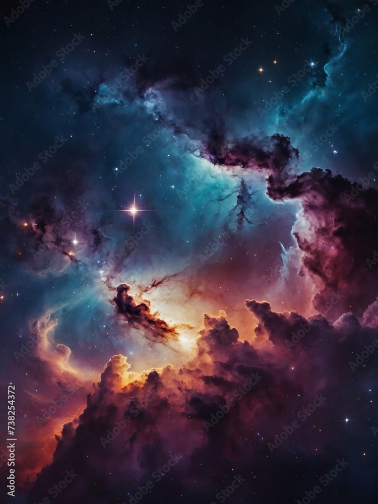 HD wallpaper featuring beautiful colorful galaxy clouds and nebula.
