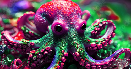 Abstract fantastic colorful octopus for elegant artwork