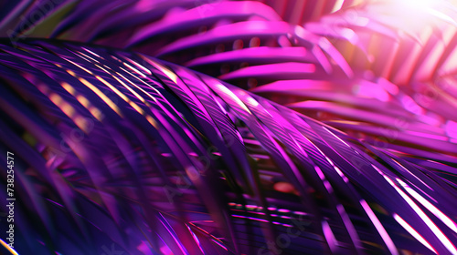 palm leaf effect table background with light reflection, in the style of light pink and violet, bold shadows, minimalistic landscapes