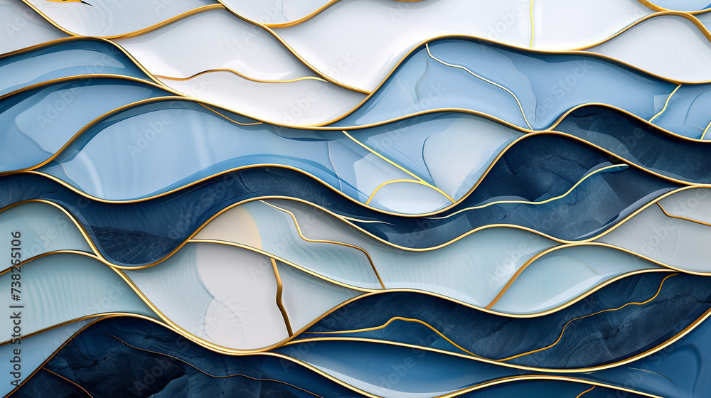 Obraz premium the waves pattern that resembles a blue slate background, in the style of gemstone, crystalcore, crystalline and geological forms