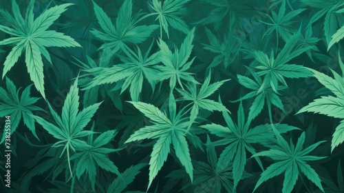 Background with Sea Green marijuana leaves