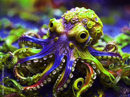 Abstract fantastic colorful octopus for elegant artwork