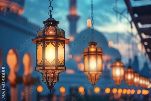 Islamic lantern background, Ramadan kareem and eid mubarak holiday concept