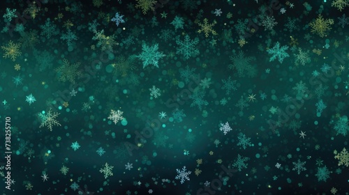 Background with snowflakes in Emerald color.