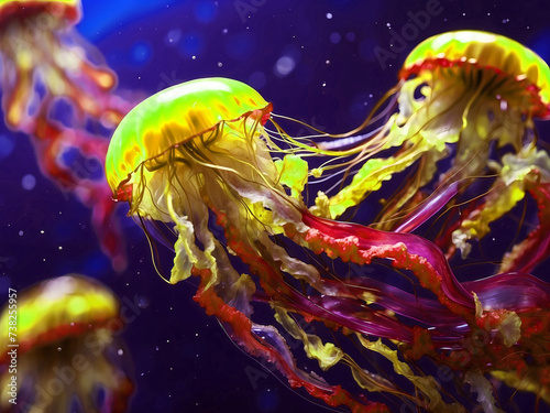 Abstract fantastic colorful jellyfish for elegant artwork © Александр Ковалёв