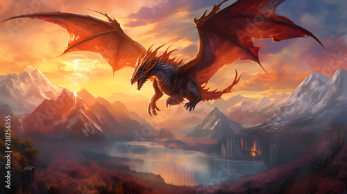 Magnificent Dragon Soaring in Azure Sky: A Sublime Interweaving of Myth and Spectacle