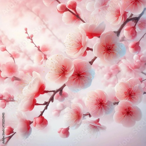 Beautiful floral spring background of nature Branches of blossom. AI generated