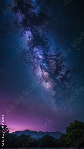 Night sky adorned with fantasy elements, showcasing blue and purple shades.