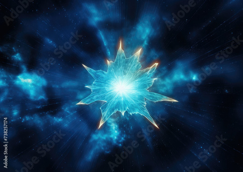 Blue Star Surrounded by Stars in the Sky