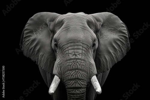 Portrait of an elephant with wrinkles on its trunk