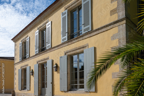 Views of wine domain or chateau in Haut-Medoc red wine making region, Margaux village, Bordeaux, left bank of Gironde Estuary, France