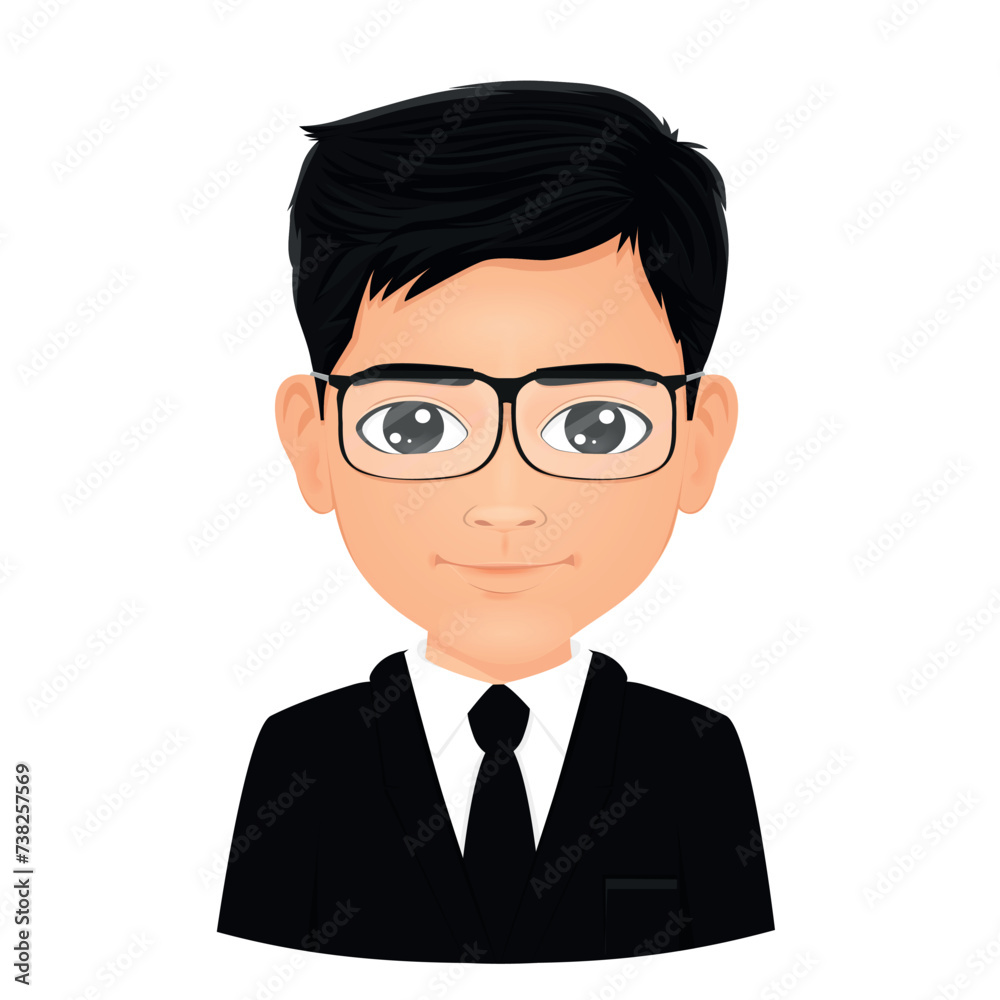 portrait of middle school student in suit and glasses