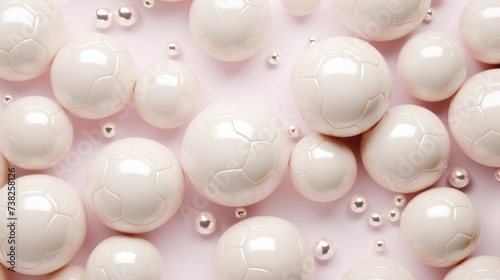 Background with soccer balls in Pearl color