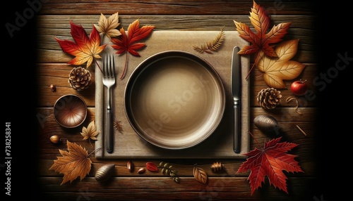 A digital illustration of an autumn-themed table photo