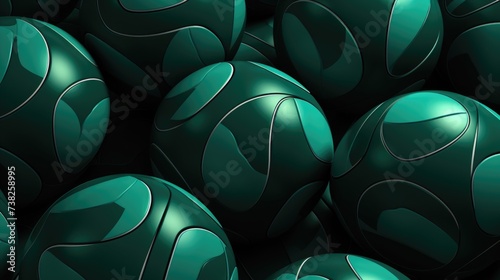 Background with volleyballs in Dark Green color. photo