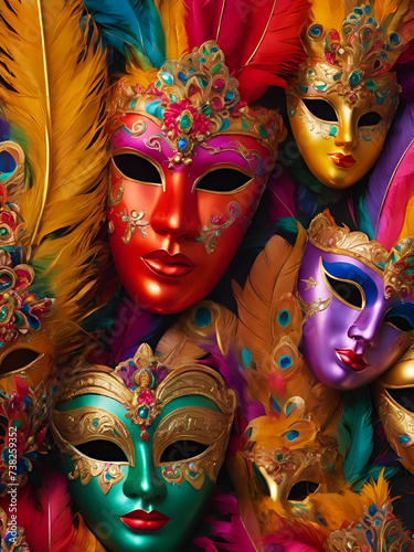 Beautiful Venetian carnival masks with feathers