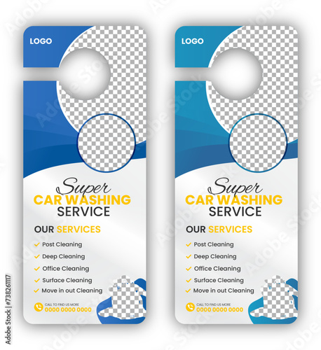 Vector door hanger cleaning services template