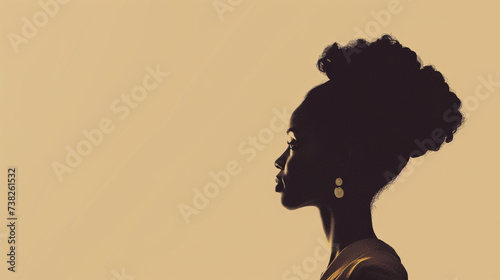 Black History Template: African American Woman Silhouette Empowering Symbols of Freedom and Liberation