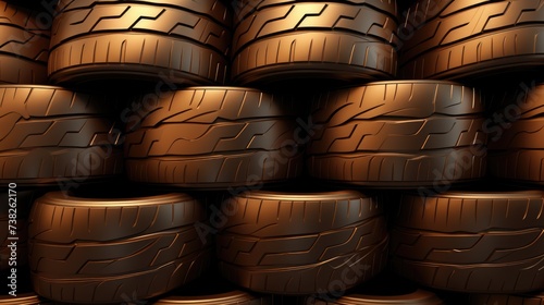 Bronze background with car tires.