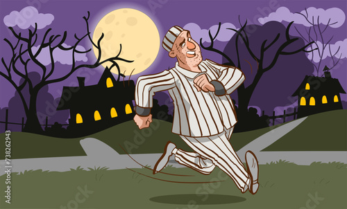 prisoner running away vector illustration