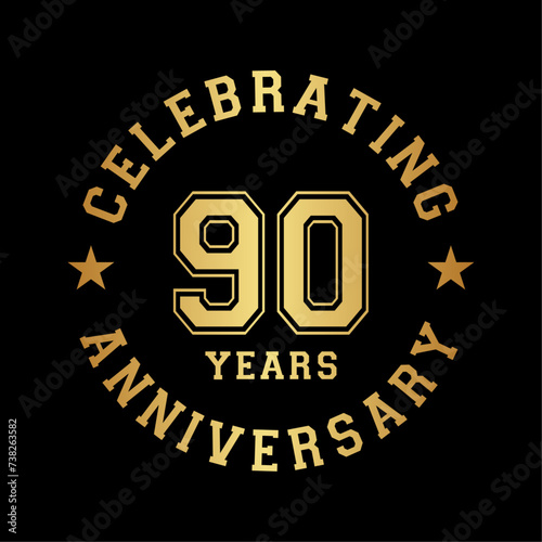 90 years anniversary celebration design template. 90th vector and illustration.