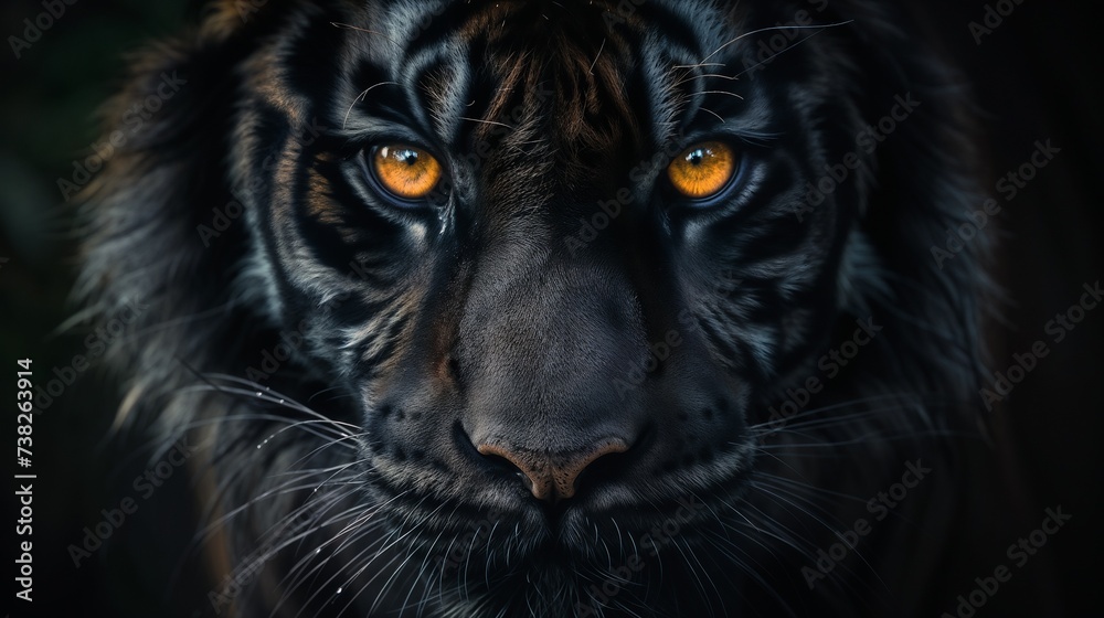 Shadowed Intensity: The Deep Gaze of a Black Tiger