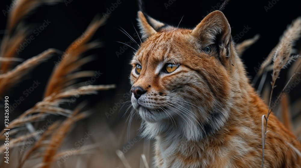 Amber Glance: The Lynx Among Autumn Reeds Amber Glance: The Lynx Among Autumn Reeds