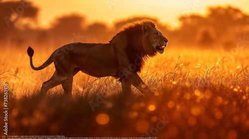 Amber Majesty: Stalking Lion at Dusk