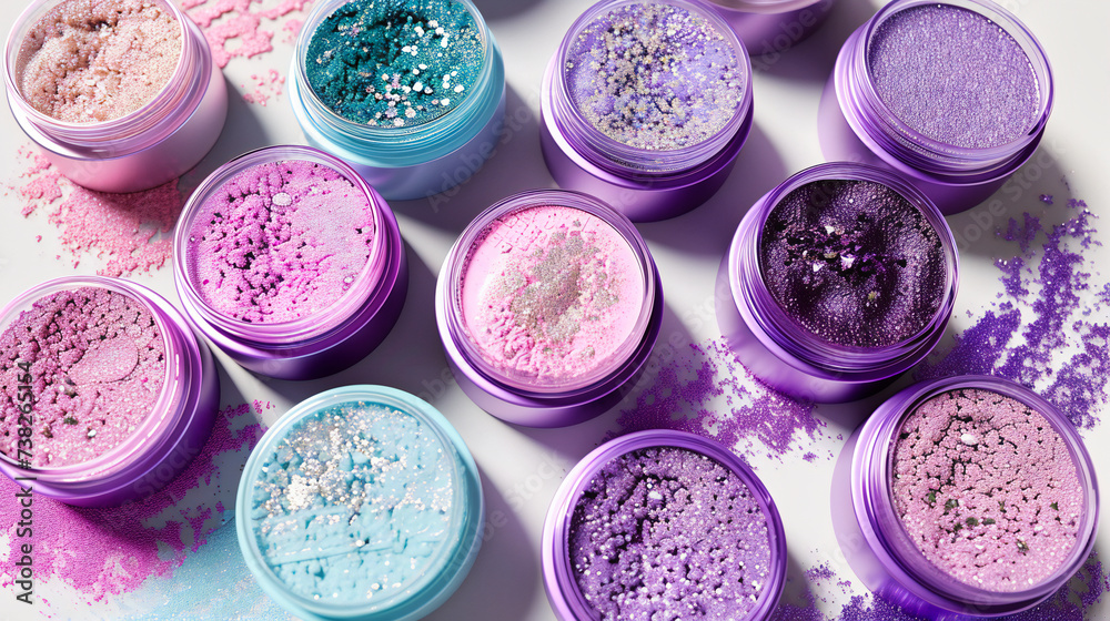 Colorful Makeup Powders, Beauty and Glamour Concept, Fashion Cosmetics Colorful Makeup Powders, Beauty and Glamour Concept, Fashion Cosmetics