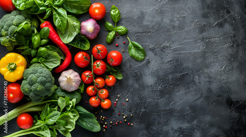 Food background with assortment of fresh organic vegetables, Shopping bag full of fresh vegetables and fruits, Frame of organic food. Fresh raw vegetables with black beans. Generative Ai