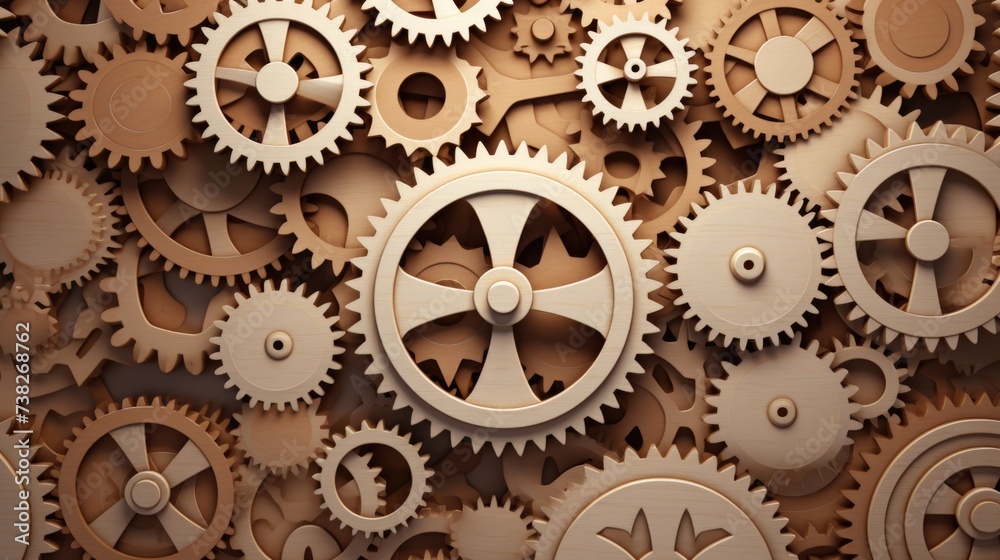 Gears Background in Beige color.