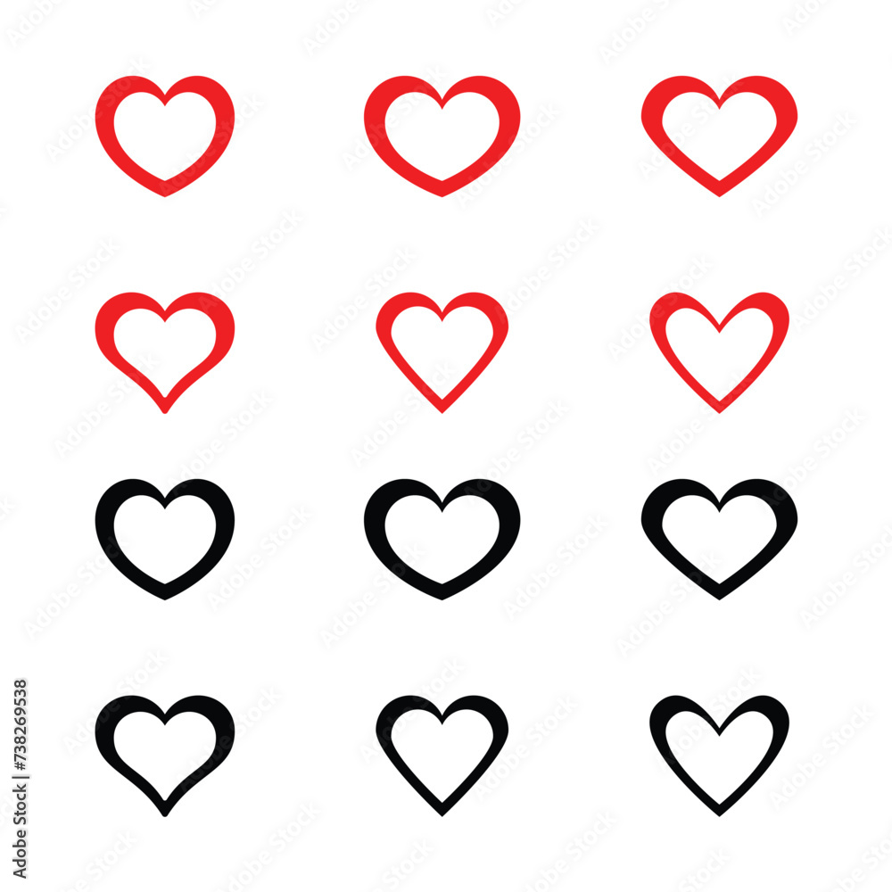 a vector template of heart icon set design