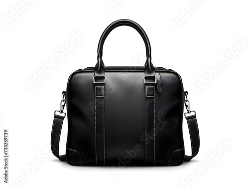 Brown Vintage leather briefcase with strap and brass buckle, clipping path included