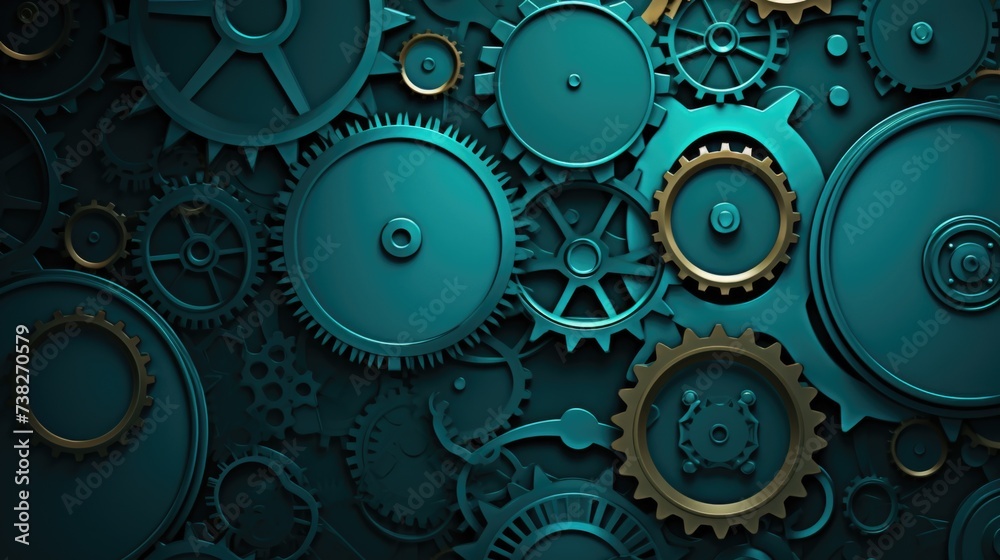Gears Background in Teal color Gears Background in Teal color