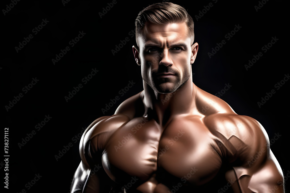 Muscular Man Poses for Picture With Exposed Muscles Muscular Man Poses for Picture With Exposed Muscles