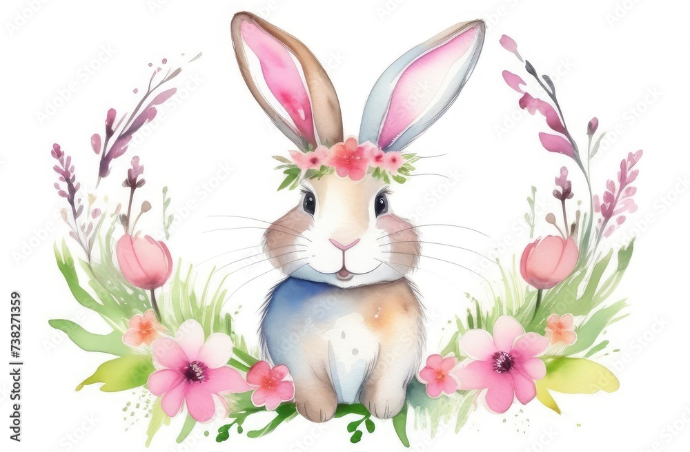 easter bunny with easter, on a white background . watercolor style easter bunny with easter, on a white background . watercolor style